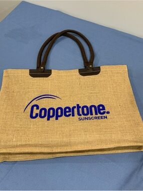 Coppertone Straw-like Tote Bag Beach Bag with Handle
